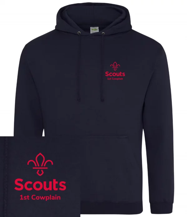 1st Cowplain Adult Contrast Navy/Red Hoodie - Image 3