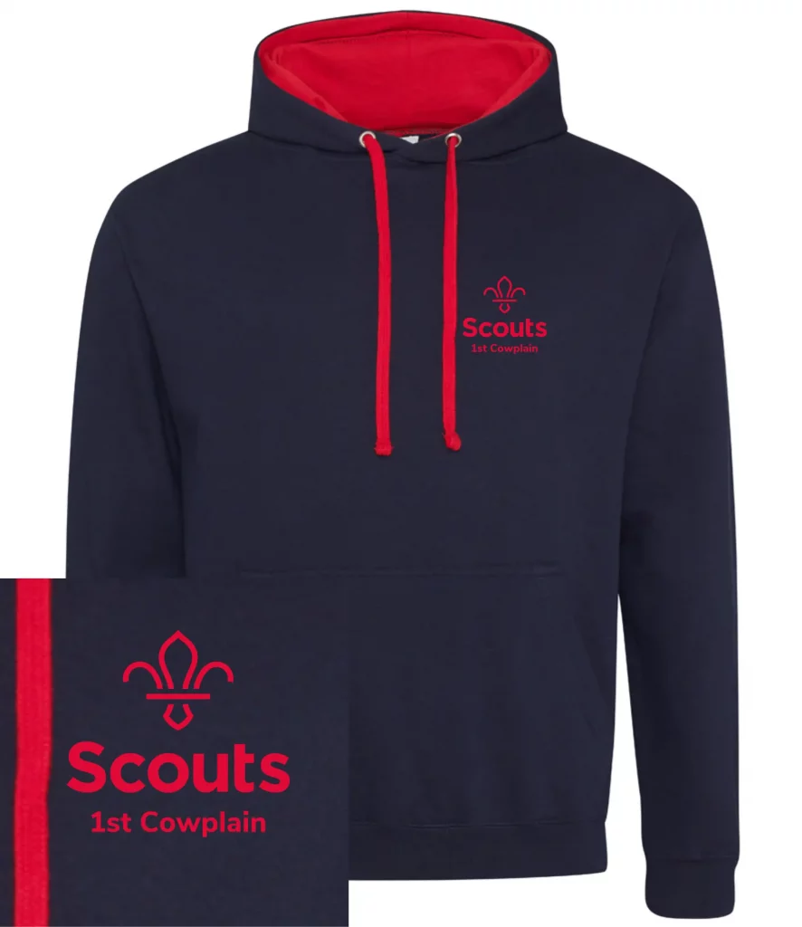 1st Cowplain Adult Contrast Navy/Red Hoodie