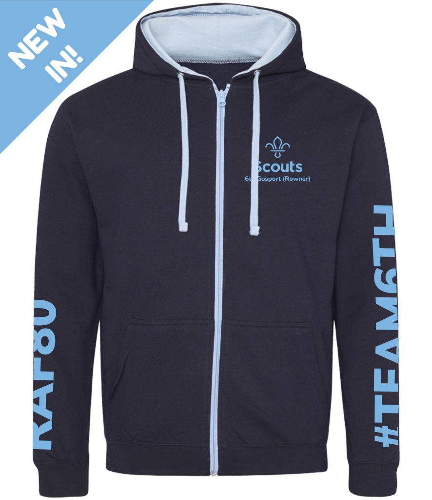 Team6th Adult Contrast Zoodie (Zipped Hoodie)
